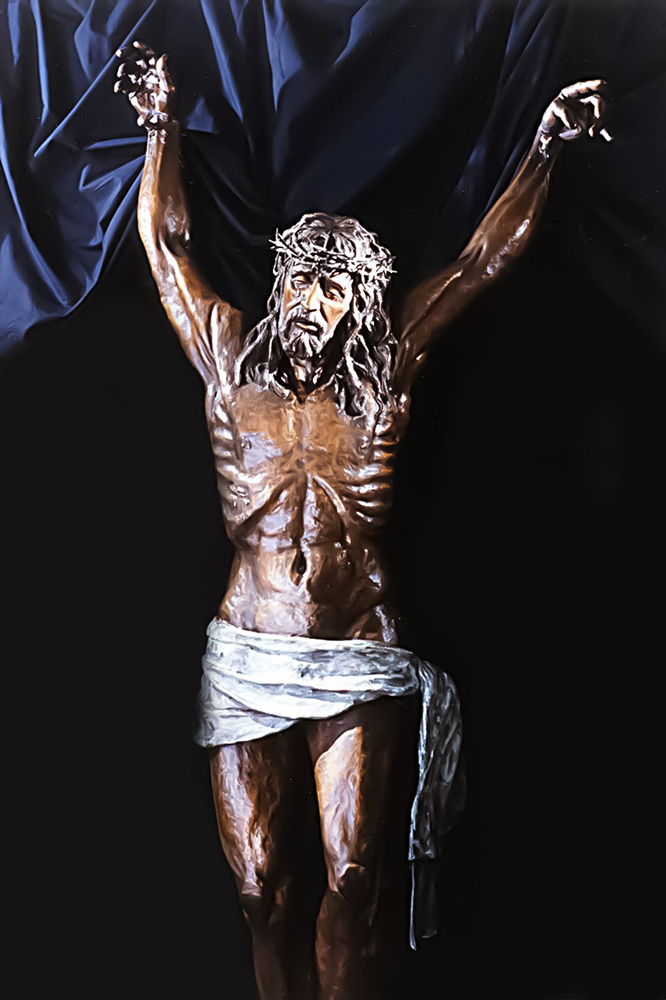 At Peace — Available as a life size corpus, all crosses are custom to the location.